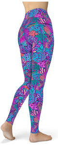 Eco-Friendly Coral Kaleidoscope Contour Leggings