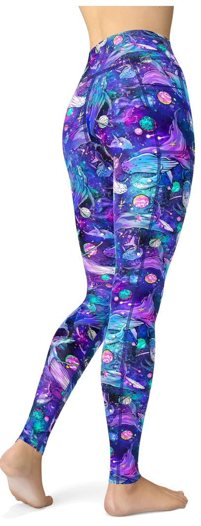 Eco-Friendly Cosmic Whale Contour Leggings