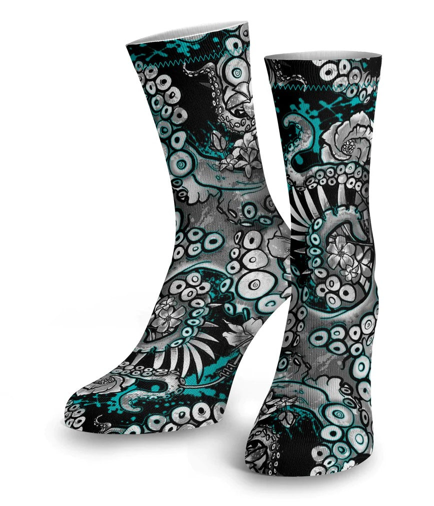 Eco-friendly Electric Blue Octofloral Dive Socks