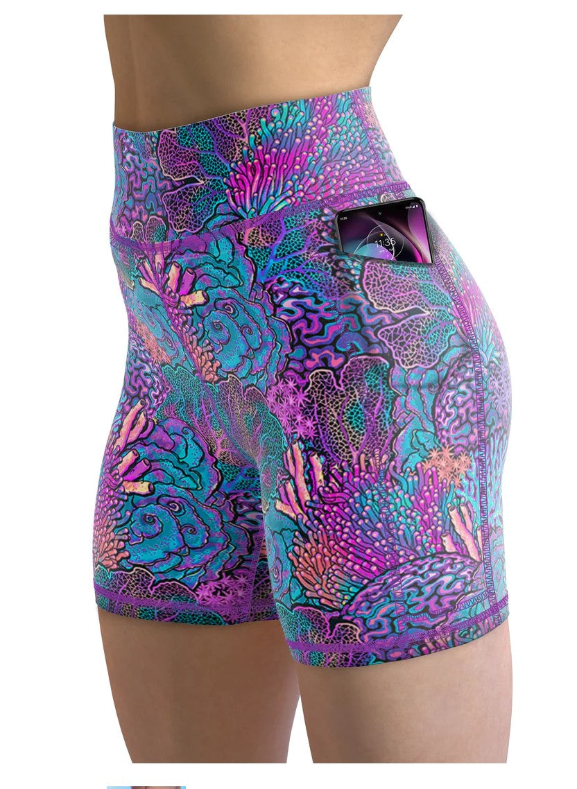 Eco-Friendly Coral Kaleidoscope Shorts