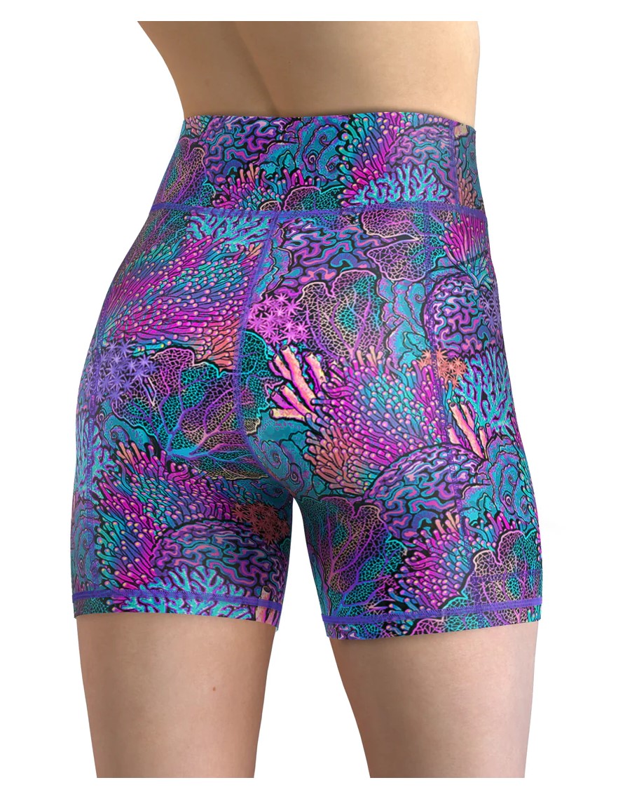 Eco-Friendly Coral Kaleidoscope Shorts
